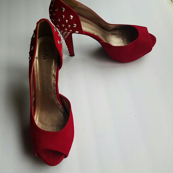 Dots, red open toe pumps.Size- - Picture 5 of 8